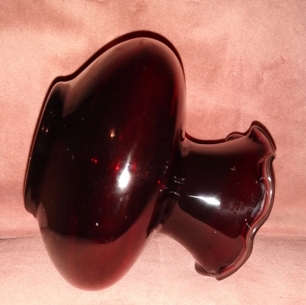 Vintage Mini Flower Vase Royal Ruby Red Glass Fluted Ruffle Edge Anchor Hocking